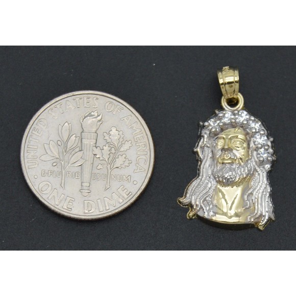 Real 10K Solid Yellow Gold Jesus Crucifix Head Shiny Charm Pendant 1.1gr - Picture 3 of 6